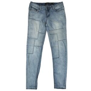 Ranbeeri Womens Skinny Patchwork Jeans Light Wash Blue Denim Size 7/30 Mid Rise